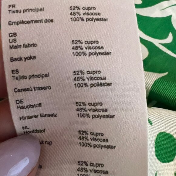 Maje Green White Floral Print Silk Button Down Blouse Size 3 (US L) - Picture 12 of 13